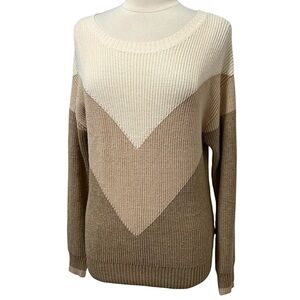 Shore Chevron Woodstock Colorblock Soft Knit Pullover Sweater Size Large NWT